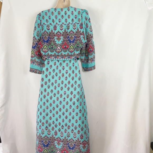 Maxi boho print dress duster cover up size large - Picture 5 of 9